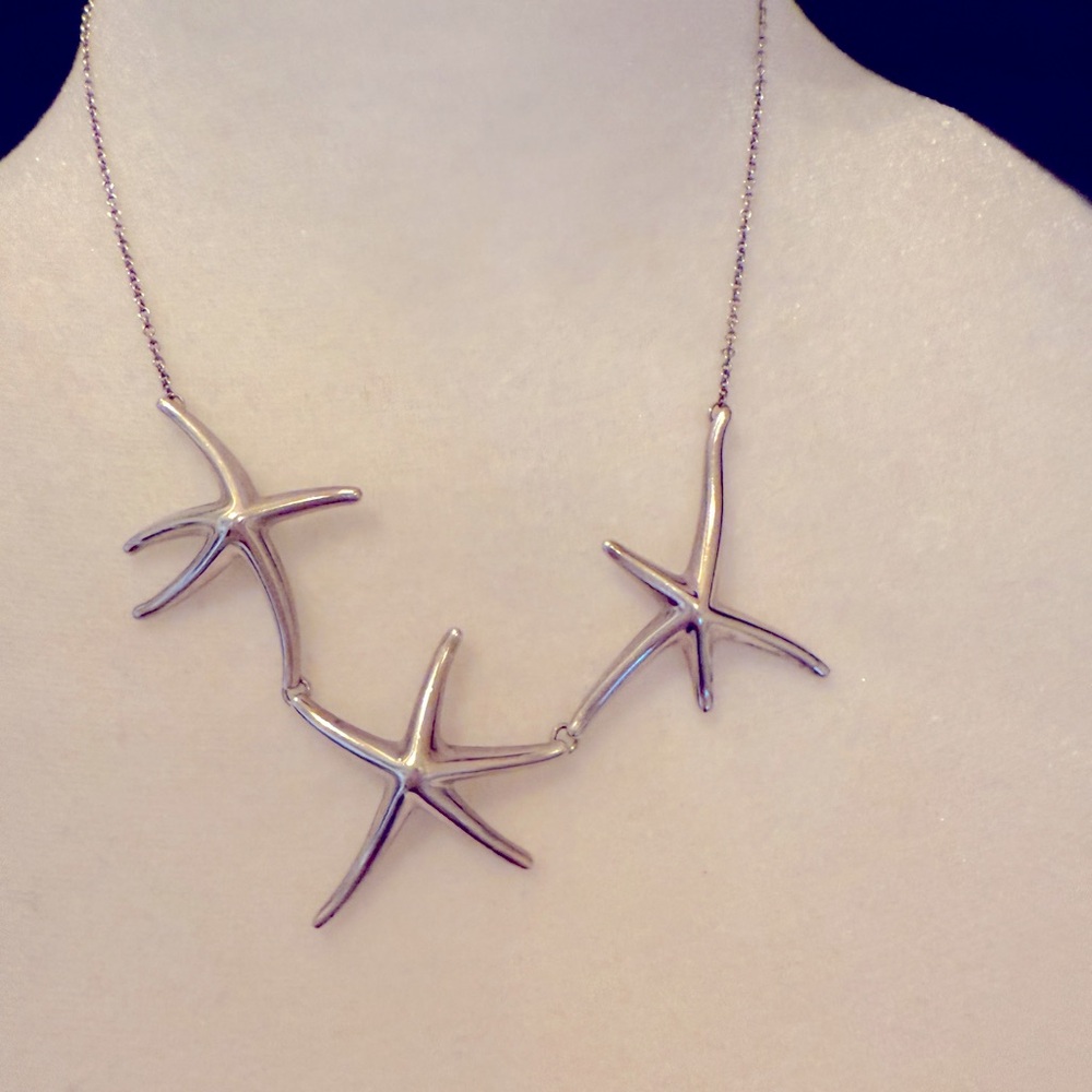 Tiffany & Co Elsa Peretti triple starfish sterling silver necklace